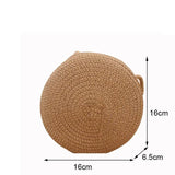Bolsa de palha tecida redonda para mulheres, bolsa minimalista, bolsa de ombro, bolsa estilo vocação