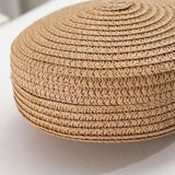 Bolsa de palha tecida redonda para mulheres, bolsa minimalista, bolsa de ombro, bolsa estilo vocação