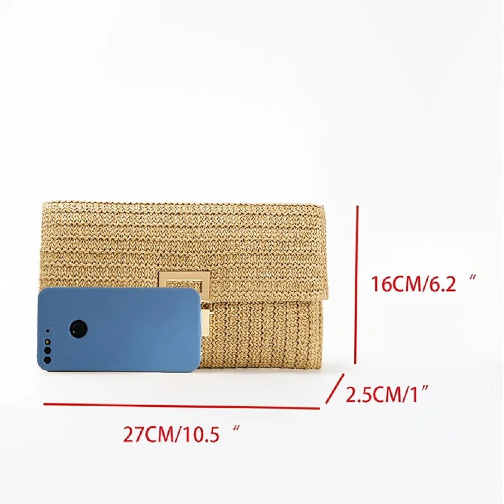 Bolsa tecida feminina, bolsa de praia, carteira de verão, estilo boêmio, essencial para meninas em férias