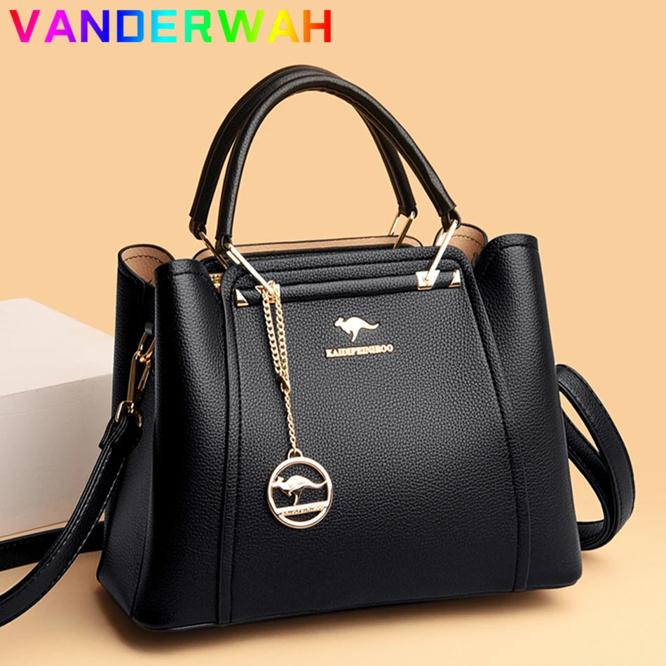 Luxury Soft Leather Handbags Women Bags Designer 3 Layers Shoulder Crossbody Sac Ladies Large Capacity Shopping Messenger Tote 