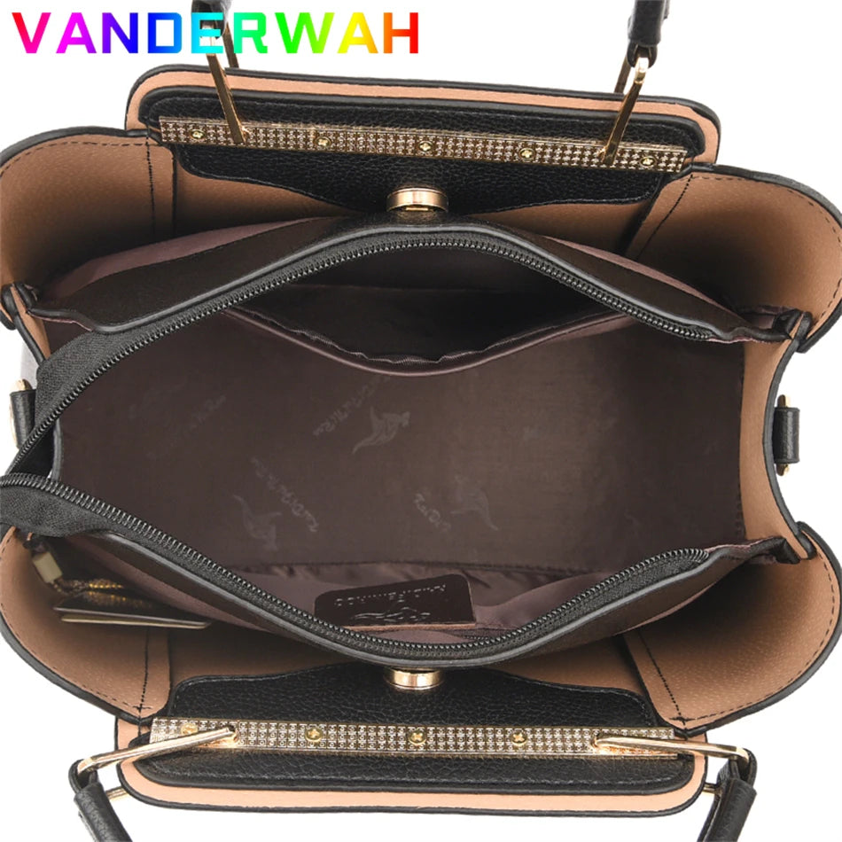 Bolsas de luxo de couro macio bolsas femininas designer 3 camadas ombro crossbody sac senhoras grande capacidade compras mensageiro tote