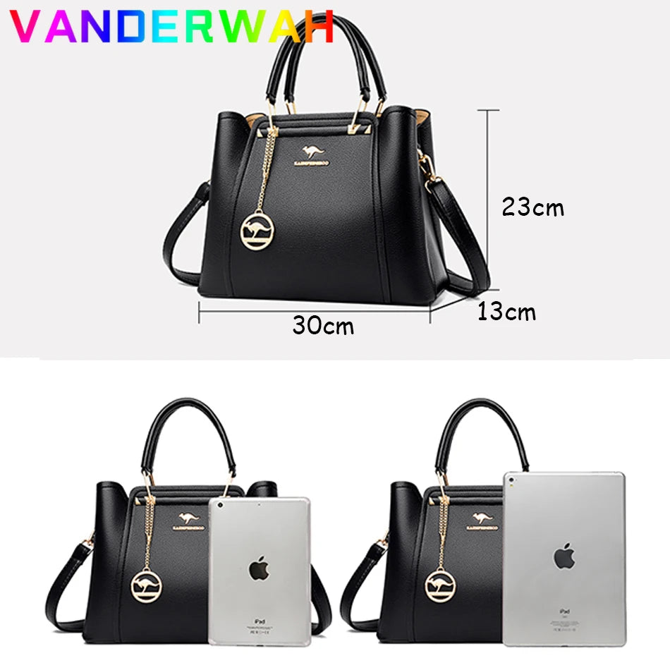Bolsas de luxo de couro macio bolsas femininas designer 3 camadas ombro crossbody sac senhoras grande capacidade compras mensageiro tote