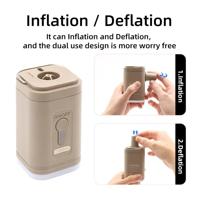 Bomba de aire eléctrica portátil, compresor de aire inalámbrico, inflador/desinflador para cojines inflables, camas de aire, botes y flotadores. 