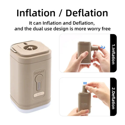 Bomba de aire eléctrica portátil, compresor de aire inalámbrico, inflador/desinflador para cojines inflables, camas de aire, botes y flotadores. 