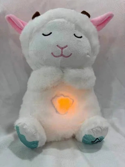 Boneca de pelúcia com urso respirador para recém-nascido, companheiro dormindo, som e luz, lontra, brinquedo para crianças, calmante, sono, presente