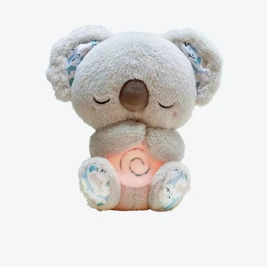 Boneca de pelúcia com urso respirador para recém-nascido, companheiro dormindo, som e luz, lontra, brinquedo para crianças, calmante, sono, presente