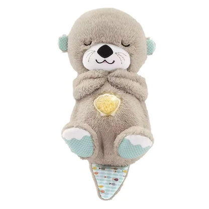 Boneca de pelúcia com urso respirador para recém-nascido, companheiro dormindo, som e luz, lontra, brinquedo para crianças, calmante, sono, presente