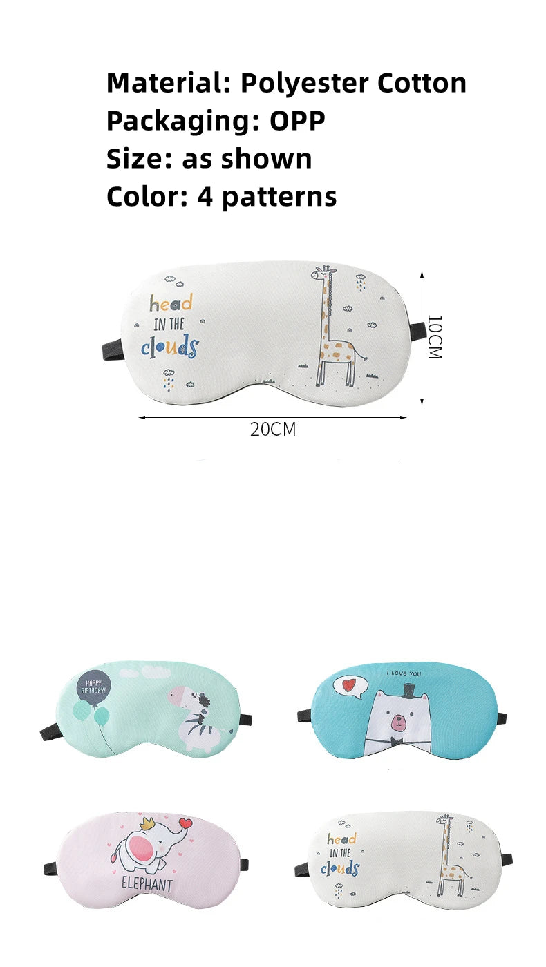 Bonito dormir máscara de algodão macio dormir venda dos desenhos animados olho capa conforto sombreamento viagem relaxar sombra saúde olho capa