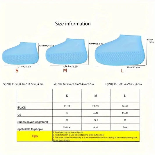 Borracha Rain Boot Overshoes para uso ao ar livre, Silicone impermeável sapato cobre, chuvoso dia sapato capa, reutilizável, antiderrapante, 1 par
