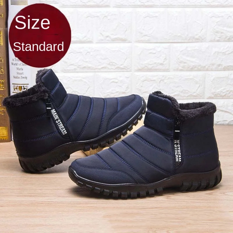 Men's Double Zipper Snow Boots Waterproof Shoes Fishing Rain Boots Winter Footwear 
