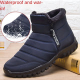 Men's Double Zipper Snow Boots Waterproof Shoes Fishing Rain Boots Winter Footwear 