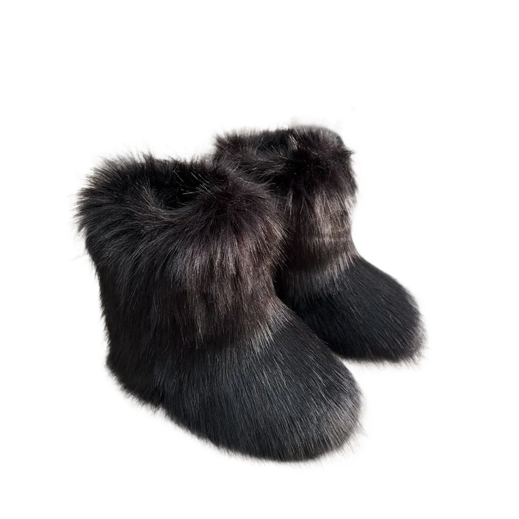 Botas de nieve de mapache para mujer, zapatos de media caña para exteriores, nuevas botas de invierno de una pieza 