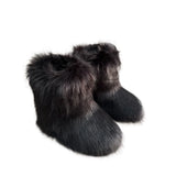 Botas de nieve de mapache para mujer, zapatos de media caña para exteriores, nuevas botas de invierno de una pieza 
