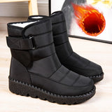Botas de neve impermeáveis antiderrapantes para mulheres, sapatos de plataforma, tornozelo quente, sapatos acolchoados de algodão, inverno