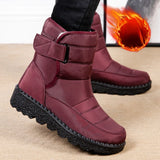 Botas de neve impermeáveis antiderrapantes para mulheres, sapatos de plataforma, tornozelo quente, sapatos acolchoados de algodão, inverno