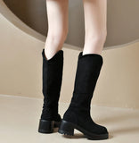 Women's Thick Heel Thin Boots High Heel Long Slimming Rubber Material Niche British Style Autumn New 