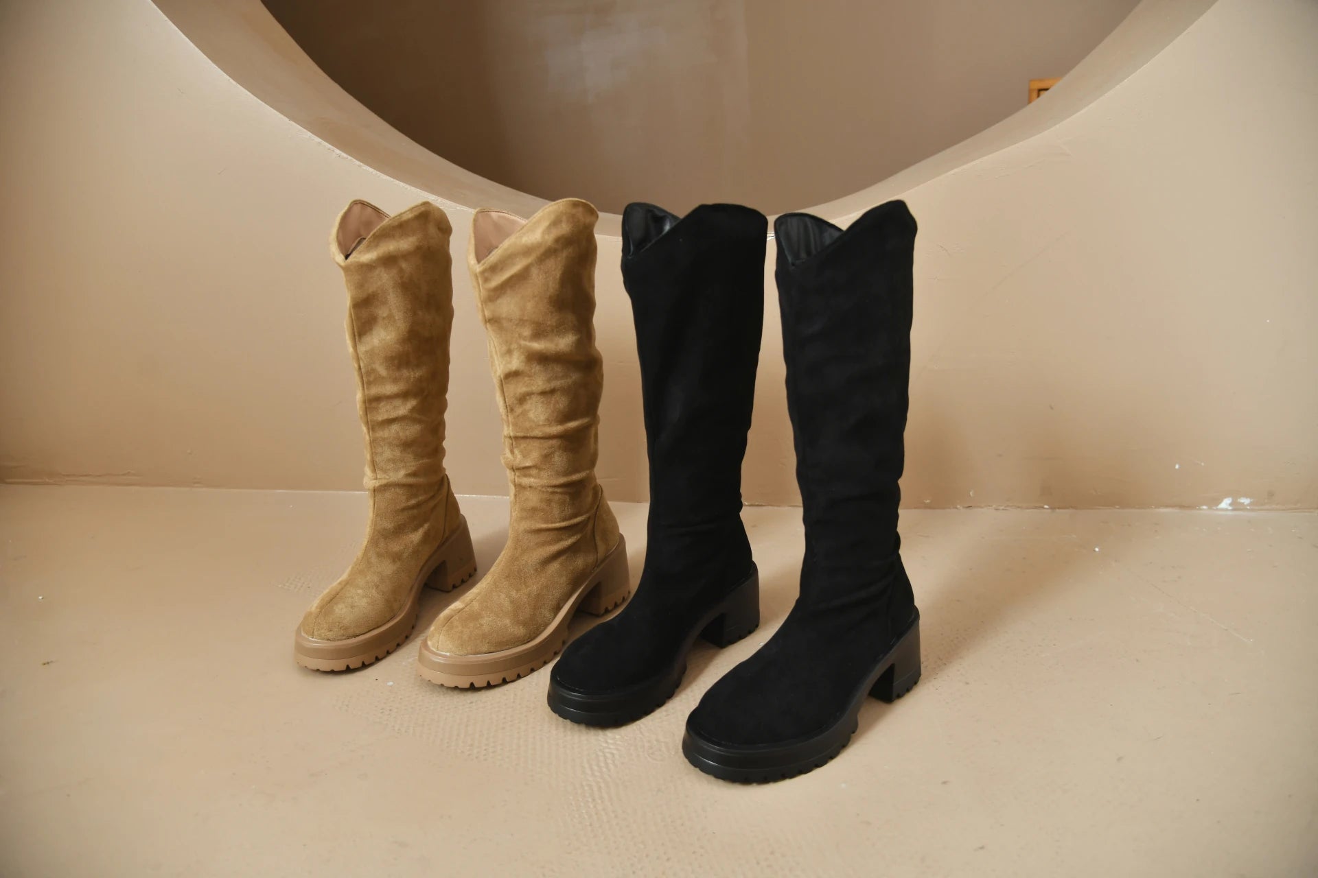 Women's Thick Heel Thin Boots High Heel Long Slimming Rubber Material Niche British Style Autumn New 