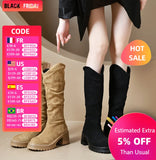 Women's Thick Heel Thin Boots High Heel Long Slimming Rubber Material Niche British Style Autumn New 