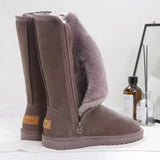 2022 Women's Side Zip Boots Round Toe Plush Fleece Monochrome High Tube Flat Snow Winter Hot Sale Women Shoes 