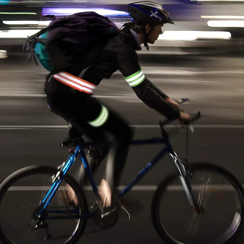 Braçadeira elástica reflexiva para crianças Pulseira de tornozelo e perna Refletor de segurança para ciclismo noturno ao ar livre, corrida e corrida, 1 par