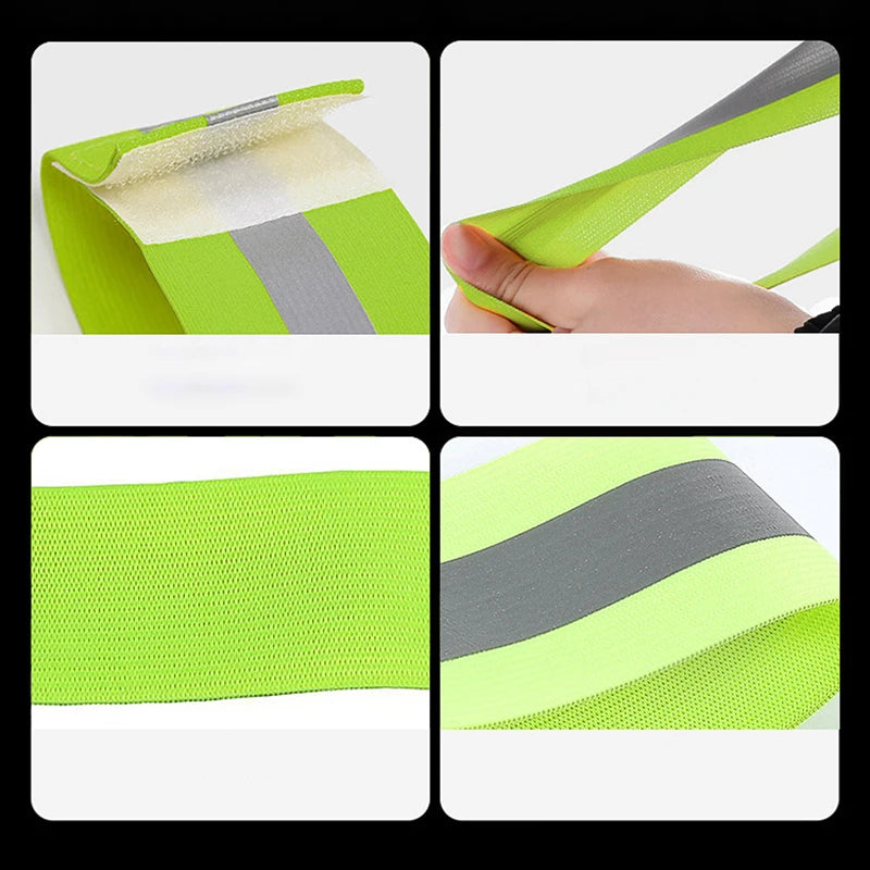 Braçadeira elástica reflexiva para crianças Pulseira de tornozelo e perna Refletor de segurança para ciclismo noturno ao ar livre, corrida e corrida, 1 par
