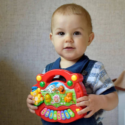 Brinquedo musical do bebê com som animal, teclado piano infantil, instrumento elétrico piscando música, primeiros brinquedos educativos para crianças