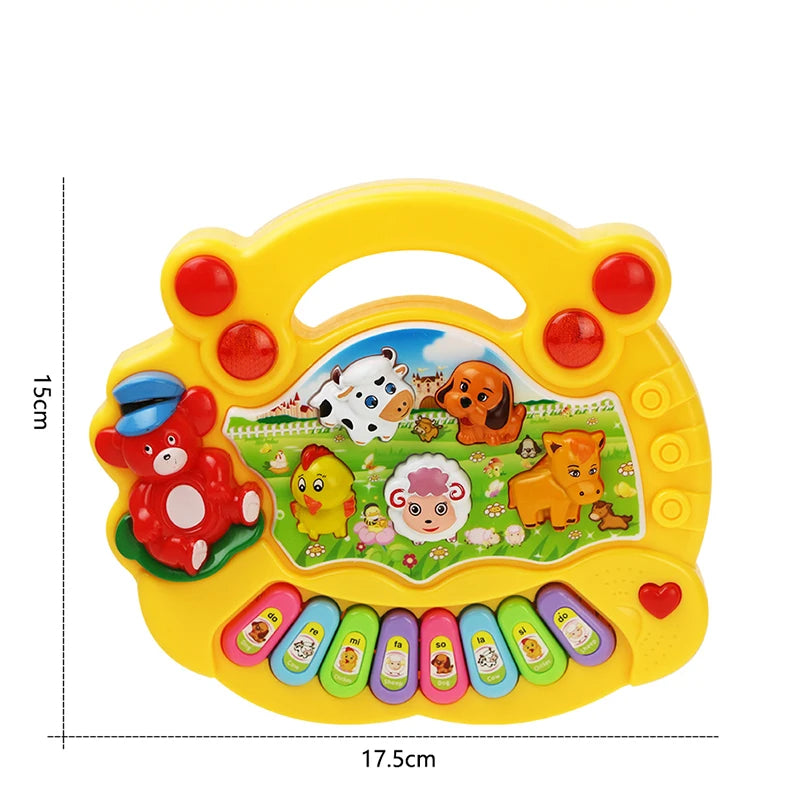 Baby Musical Toy with Animal Sound, Kids Piano Keyboard, Electric Flashing Music Instrument, Early Educational Toys for Children 