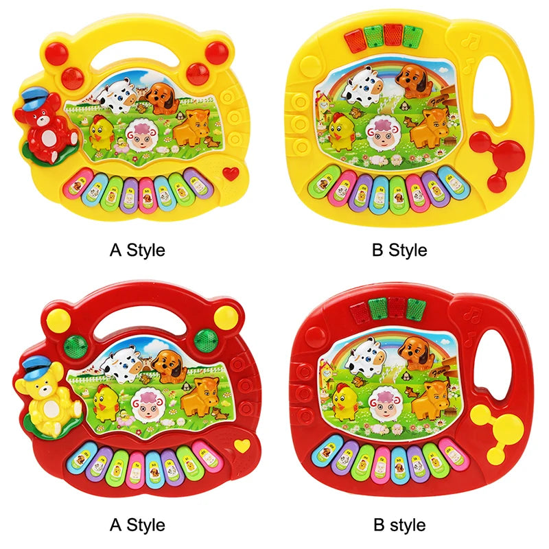 Brinquedo musical do bebê com som animal, teclado piano infantil, instrumento elétrico piscando música, primeiros brinquedos educativos para crianças