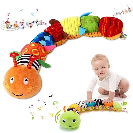 Brinquedo sensorial interativo educacional para bebês, Chocalho de pelúcia macia, Musical Caterpillar Worm, Brinquedos infantis, Presente das crianças