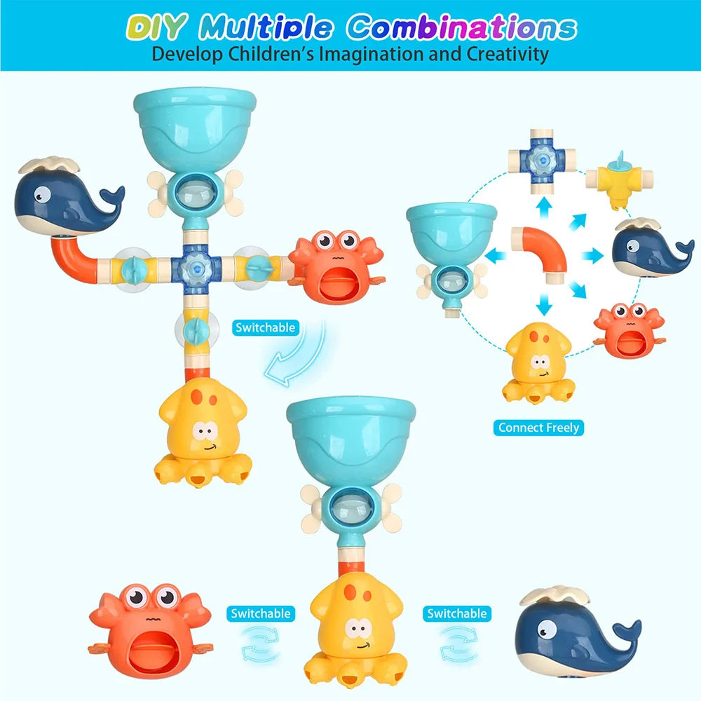 Brinquedos de banheira para bebê, Tubos DIY, Bath Time Water Game, Brinquedos de banho para crianças, presente de aniversário para crianças