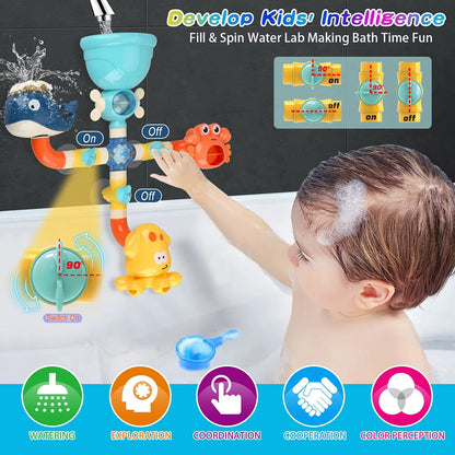 Brinquedos de banheira para bebê, Tubos DIY, Bath Time Water Game, Brinquedos de banho para crianças, presente de aniversário para crianças