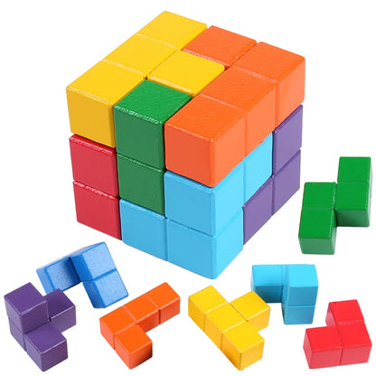 Brinquedos de madeira 3D Soma Cube para crianças, Montessori Puzzle Games, Brain Challenge Game, Brinquedos Sensoriais para Crianças, Educação Infantil, Novo