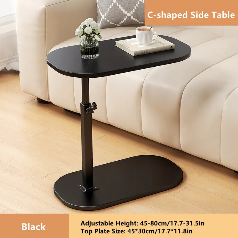 Mesa auxiliar en forma de C con altura ajustable, mesa de centro pequeña 
