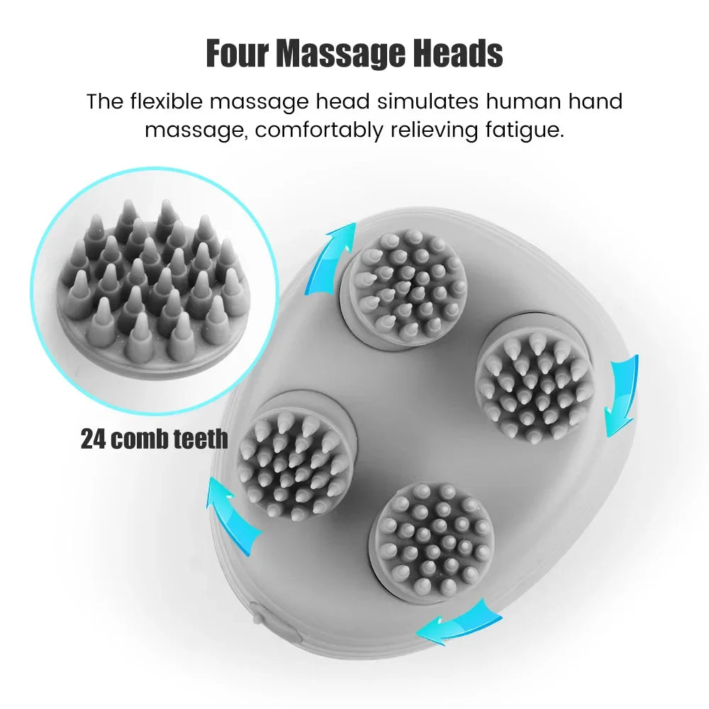 Cabeça do couro cabeludo massageador de cabelo elétrico cuidados de saúde antiestresse relaxar massagem corporal profunda saude tecido evitar massagem corporal mini couro cabeludo