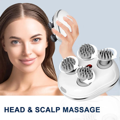 Cabeça massageador do couro cabeludo com luz vermelha, silicone macio, crescimento do cabelo, amassar, vibração, estresse relaxar, massagem corporal, cuidados de saúde