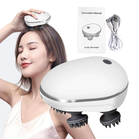 Cabeça massageador do couro cabeludo com luz vermelha, silicone macio, crescimento do cabelo, amassar, vibração, estresse relaxar, massagem corporal, cuidados de saúde