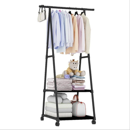Cabide simples para roupas, cabide de chapéu, montado no chão, dobrável triangular, para o quarto, saco pendurado interior