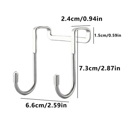 Cabide traseiro da porta de aço inoxidável em forma de S, ganchos de armário sem perfuração, ganchos de parede para roupas, casaco, armazenamento doméstico, jardim