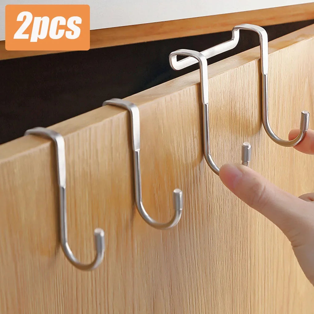 Colgador de puerta de acero inoxidable en forma de S, sin necesidad de taladrar, para armario, pared, para ropa, abrigos, almacenamiento en casa y jardín. 