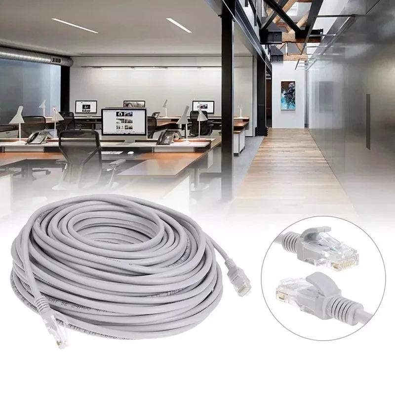 Cabo Ethernet com caixa LAN vermelha, Patch Cord, Cat5e RJ45, 1m, 5m, 10m, 15m, 20m, 30m, 50m