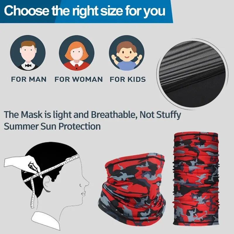 Cachecol de ciclismo para homens e mulheres, capa de pescoço de motocicleta, bandana mágica, capacete, máscara de turbante, pesca esportiva
