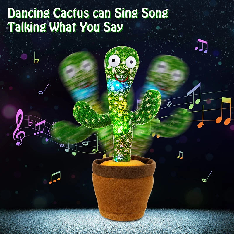 Cacto falante de dança para crianças, gravação de canto, Mimic Repetindo o que você diz, Electronic Light Up Plush Toy, Presentes
