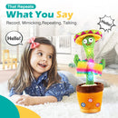 Dancing Talking Cactus for Kids, Recording Singing, Mimic Repeating What You Say, Electronic Light Up Plush Toy, Gifts 