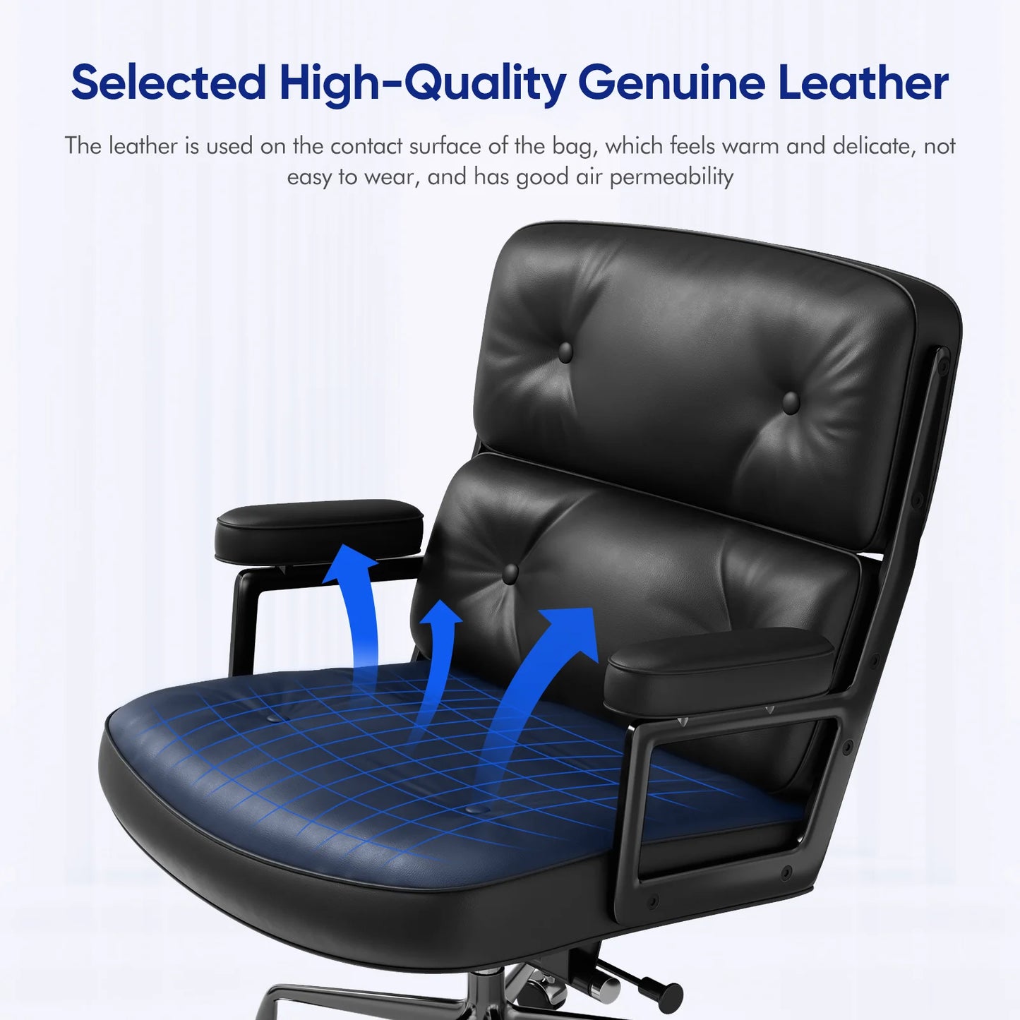 Genuine Leather Ergonomic Office Chair, Gaming Chair, Computer Swivel Gamer, Sofa Armchairs, Home, Bedroom, Furniture Black 