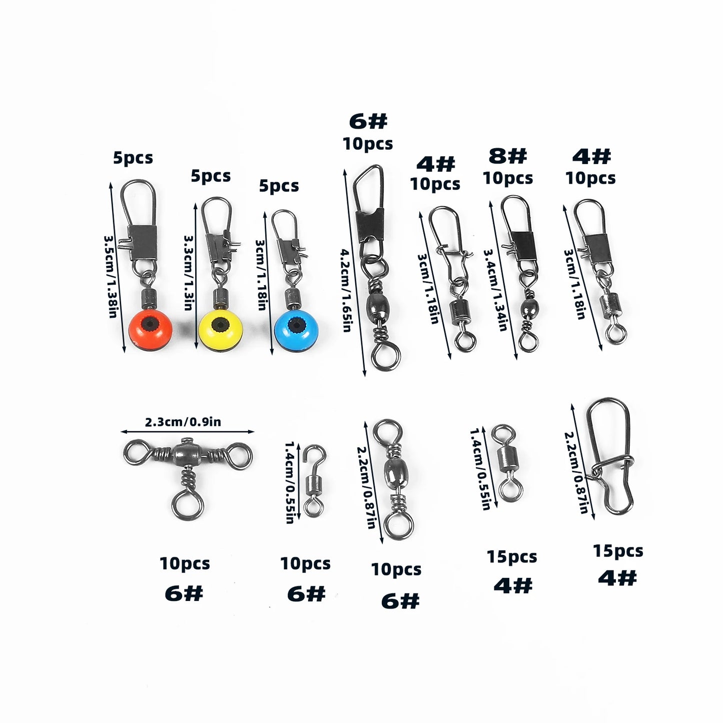 Caixa de 115 conector de pesca, pinos encaixotados, centro, passe, mar, feijão, baixo, truta, acessórios de pesca