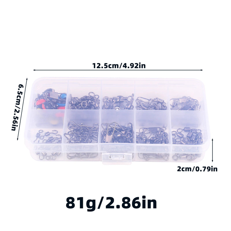 Caja de 115 conectores de pesca, pines en caja, centro, paso, mar, frijol, lubina, trucha, accesorios de pesca 