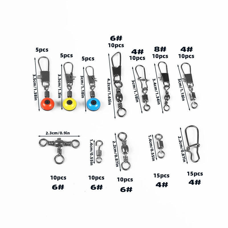 Caja de 115 conectores de pesca, pines en caja, centro, paso, mar, frijol, lubina, trucha, accesorios de pesca 