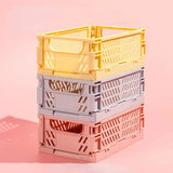 Plastic Foldable Storage Box Collapsible Crate Basket Stackable Cute Makeup Jewelry Toys Boxes for Storage Box Portable Organizer 
