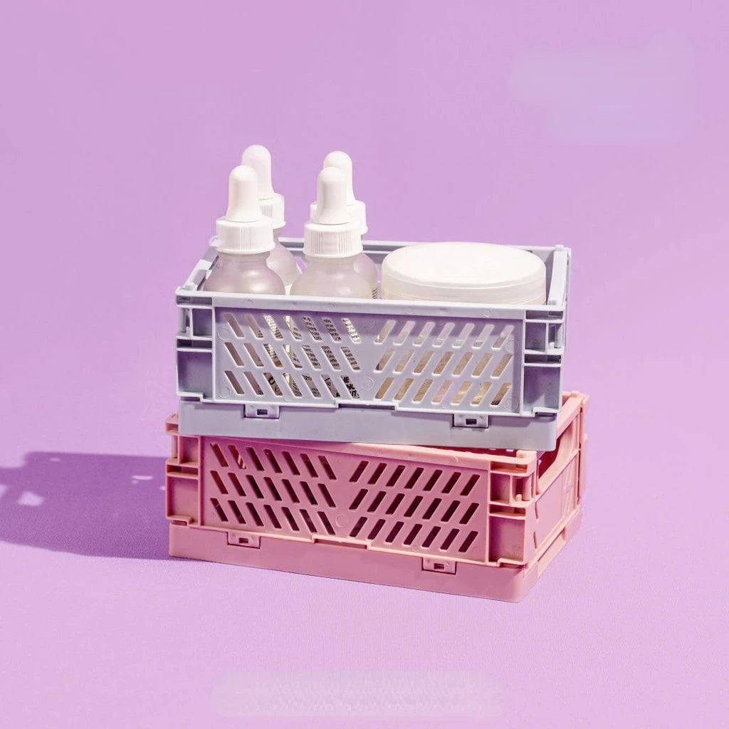Plastic Foldable Storage Box Collapsible Crate Basket Stackable Cute Makeup Jewelry Toys Boxes for Storage Box Portable Organizer 