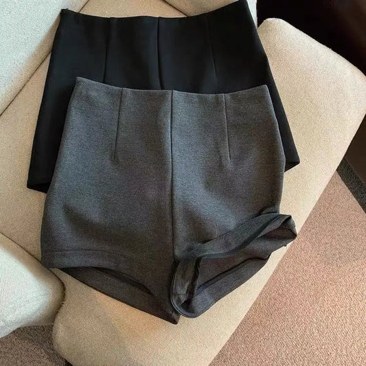 Calça feminina justa de cintura alta de perna larga, roupa preta e cinza, nova, outono, Y2K